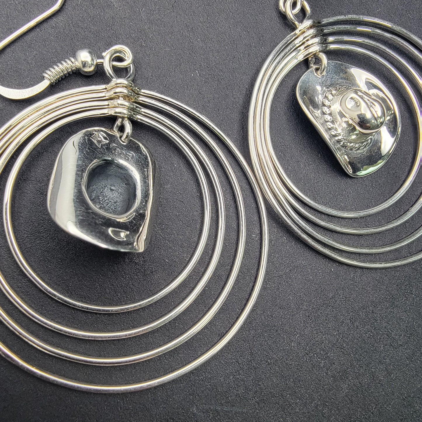 Handcrafted Sterling Silver Artisan Earrings with Hat Charms – Native American Made