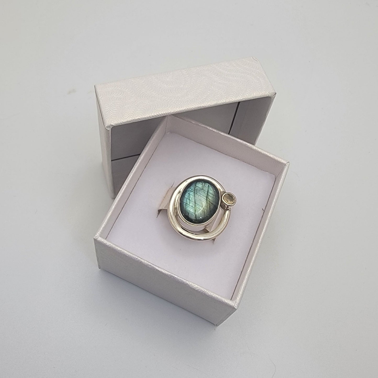 Labradorite Ring 925 Sterling Silver Statement Ring