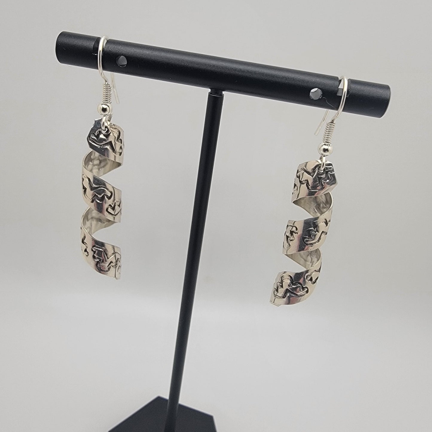 Handcrafted Sterling Silver Spiral Drop Earrings