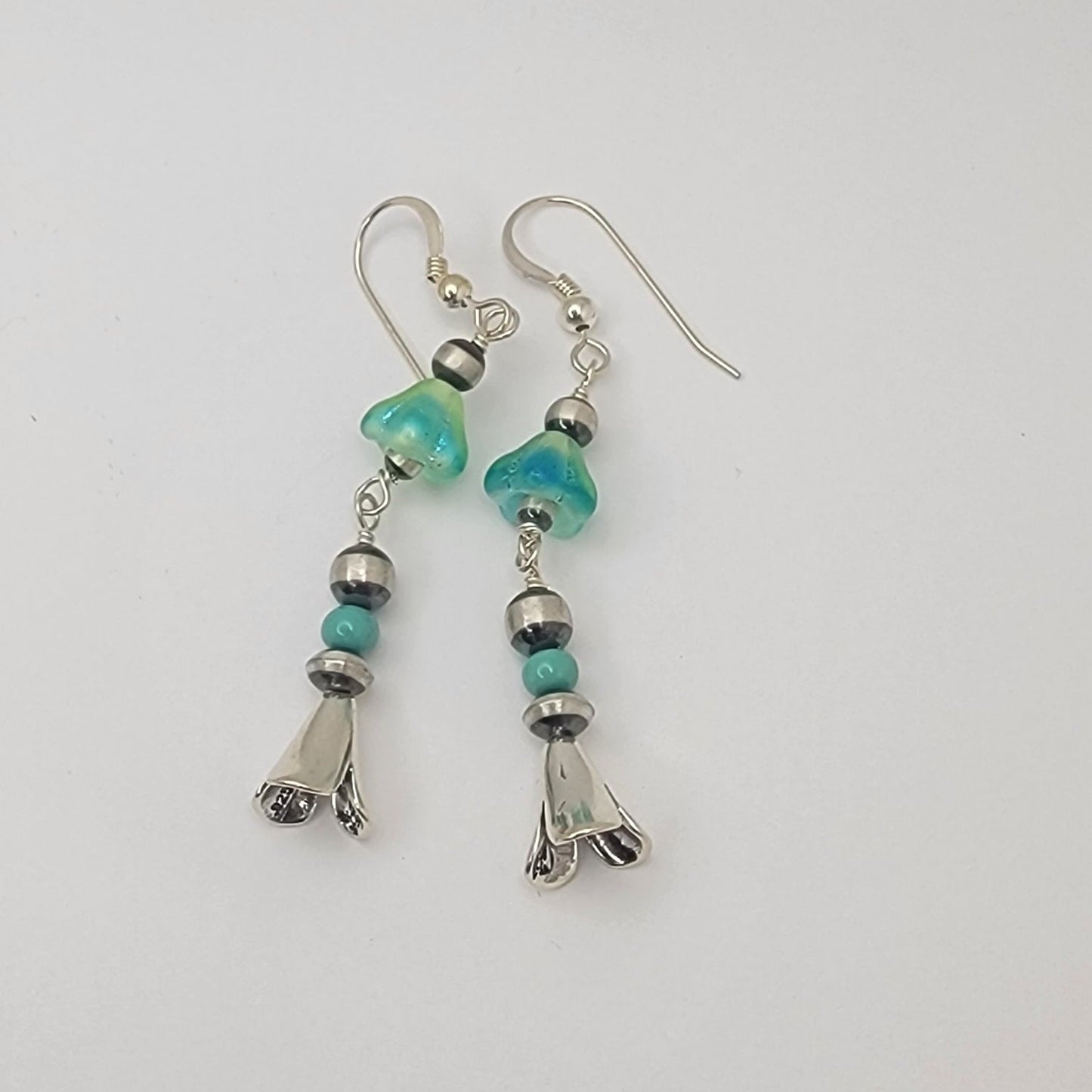 Native American Squash Blossom Dangle Earrings