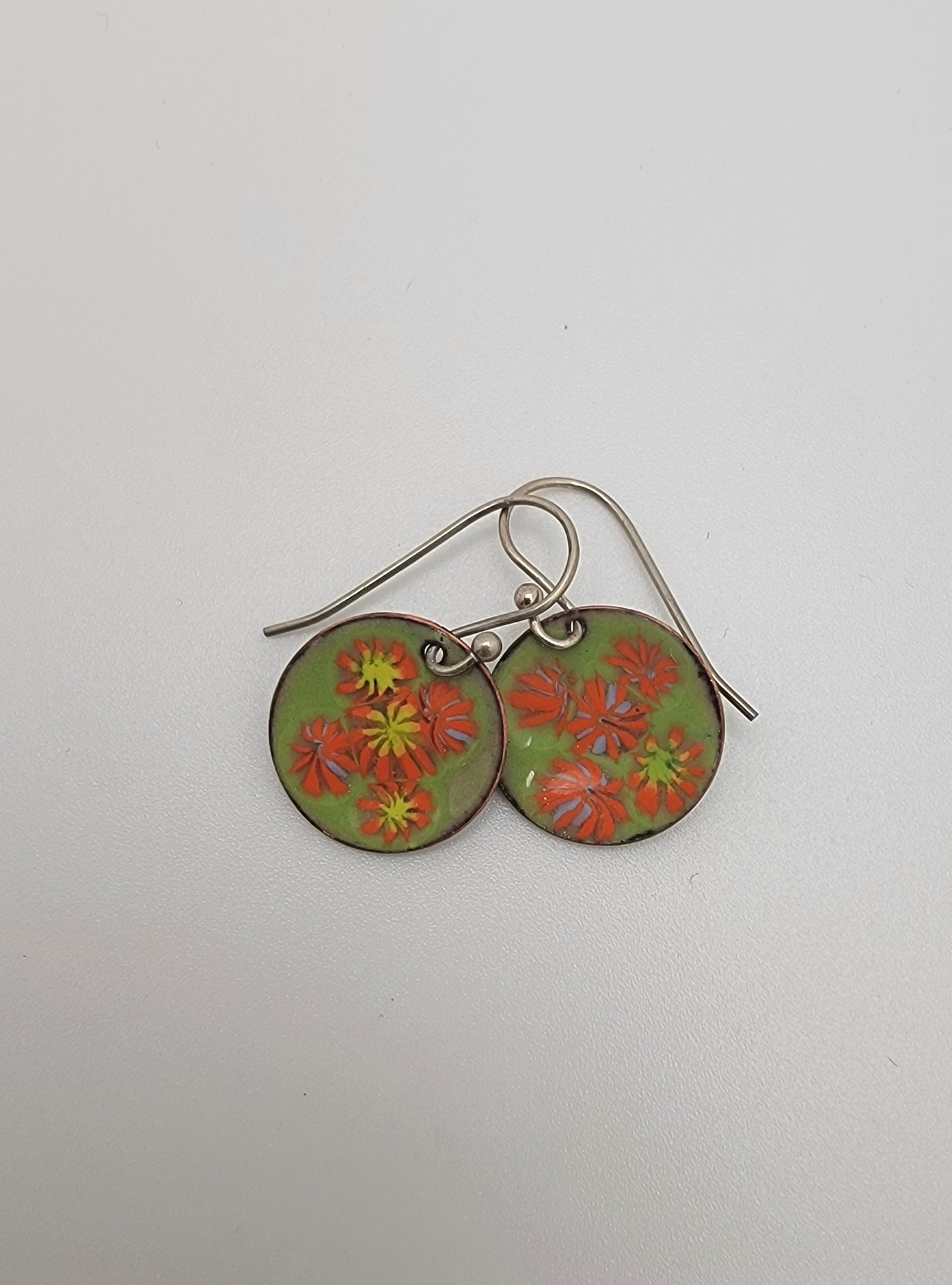 Floral Enameled Earrings