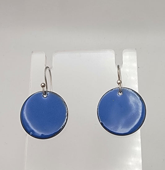 Round Solid Color Enameled Earrings