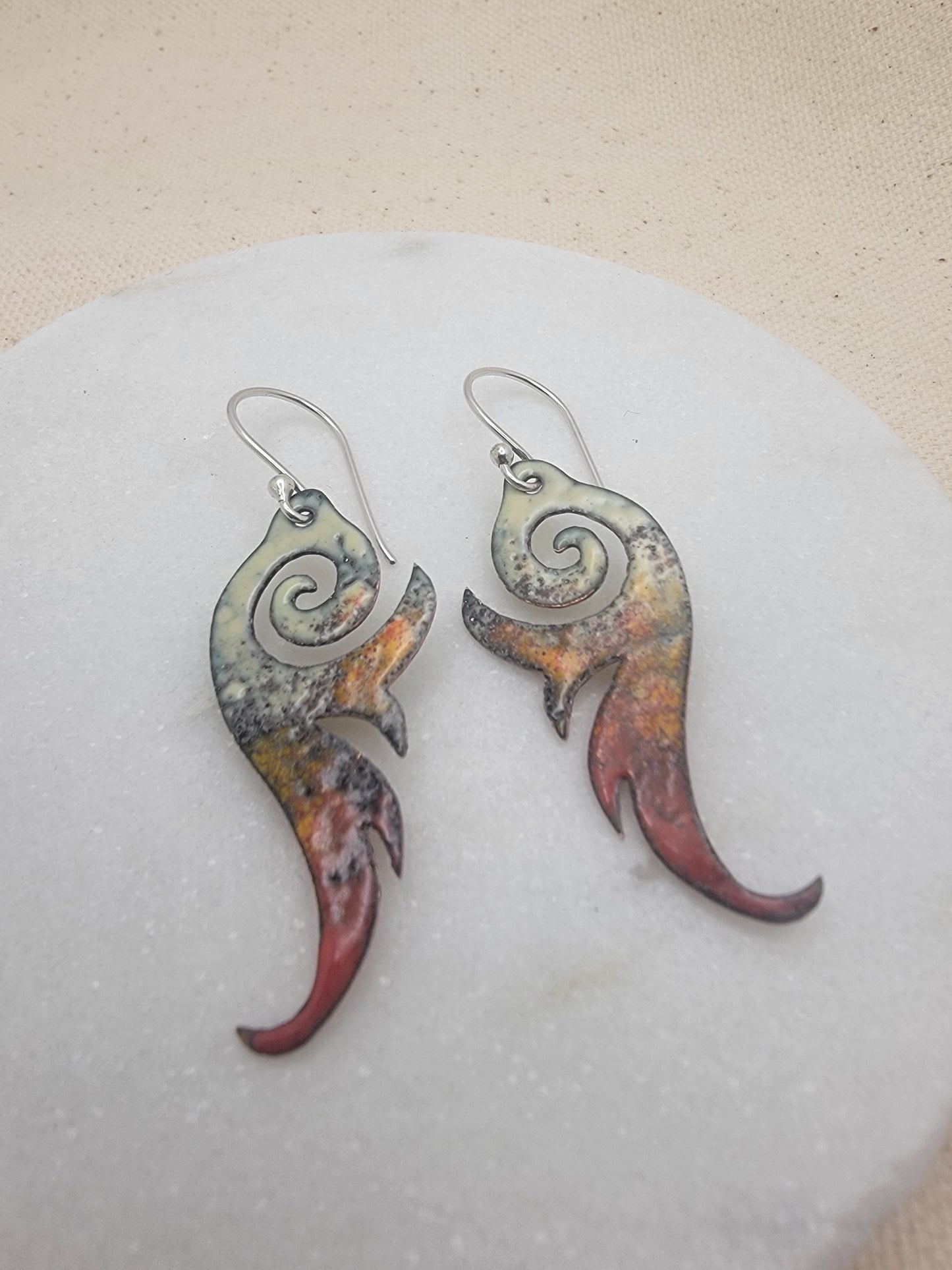 Enameled Copper Earrings