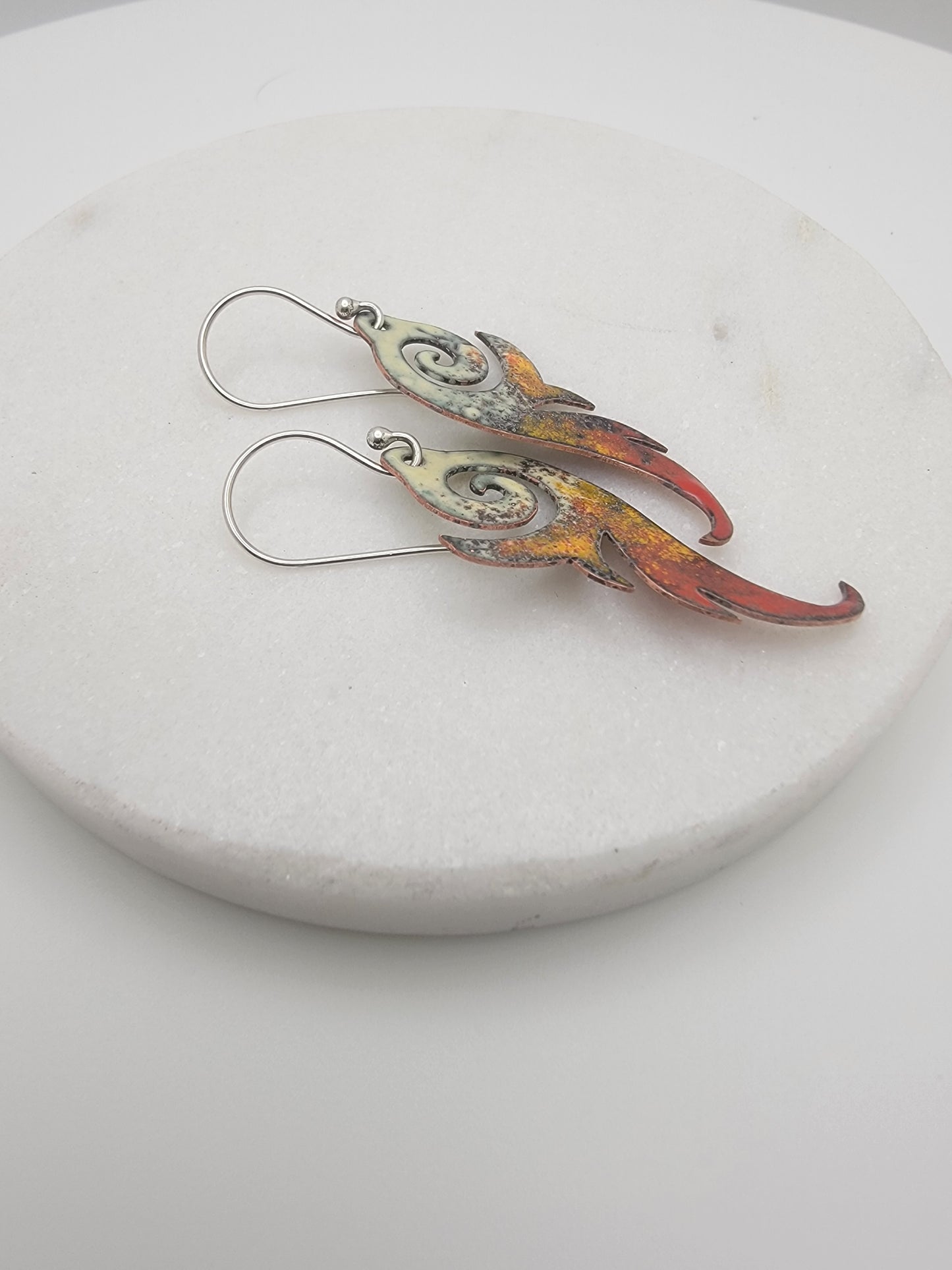 Enameled Copper Earrings