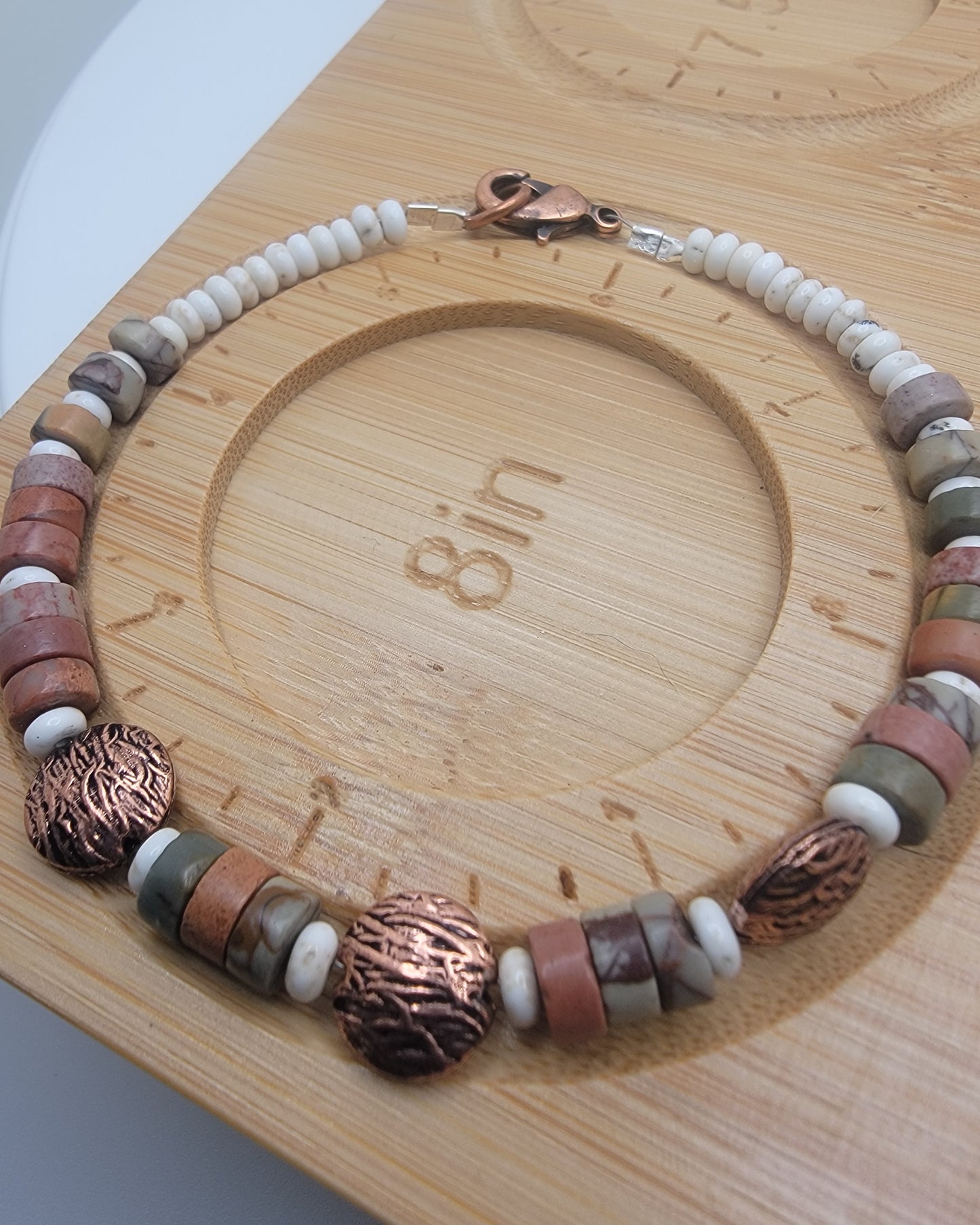 Beaded Gemstone Bracelet with Copper Clasp