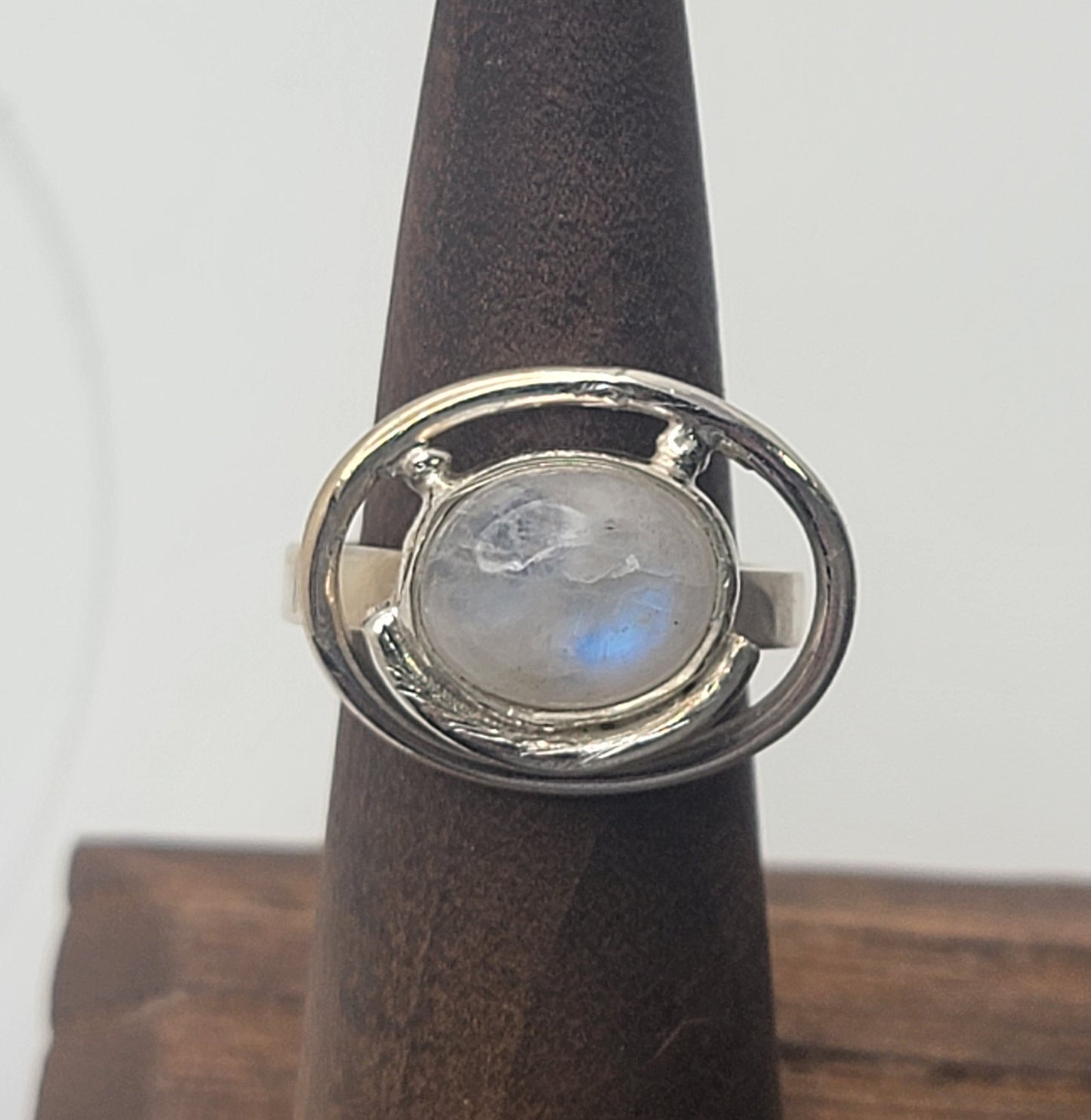 Moonstone Orbit Ring 925 Sterling Silver Statement Ring