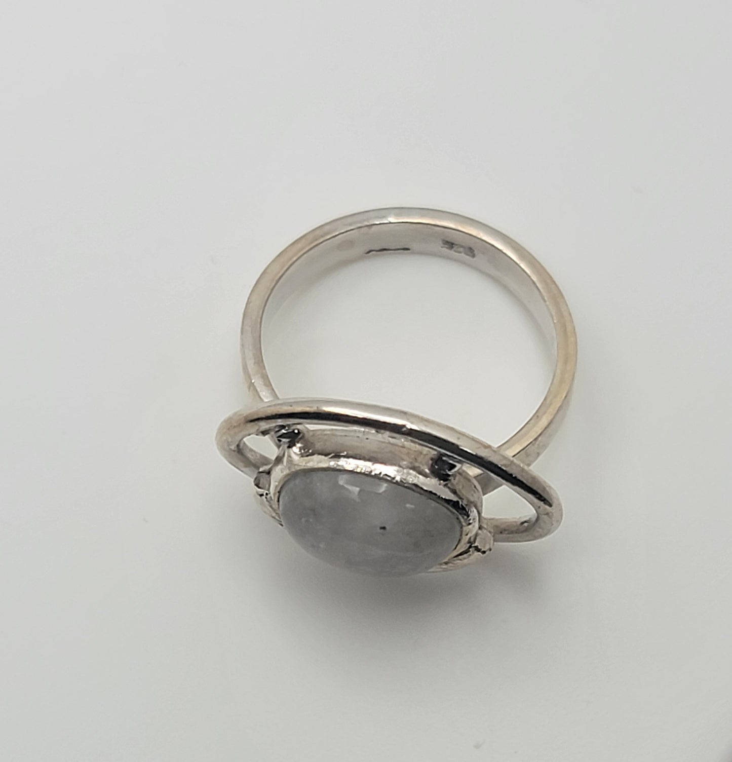 Moonstone Orbit Ring 925 Sterling Silver Statement Ring