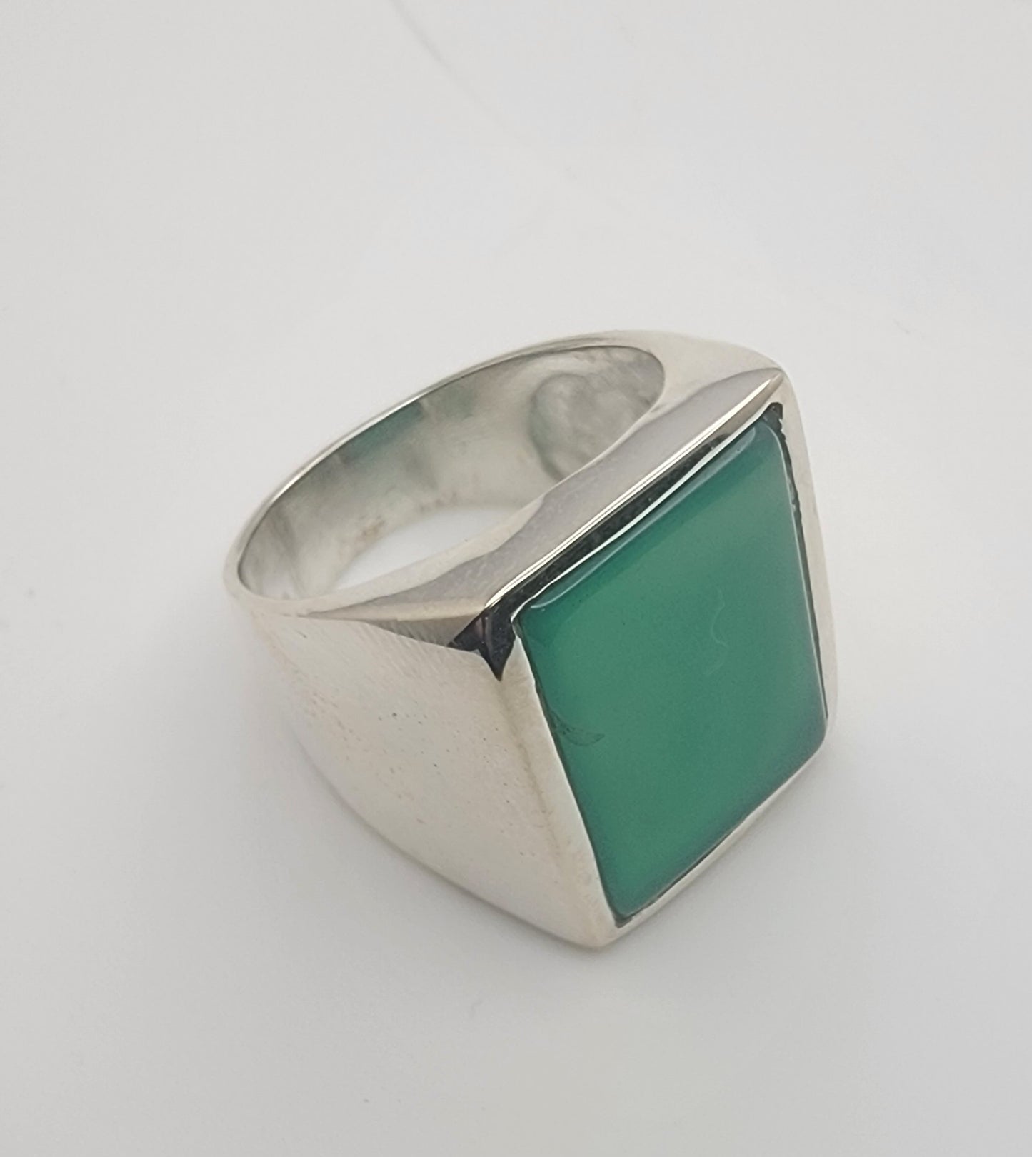 Green Chalcedony Sterling SIlver Ring