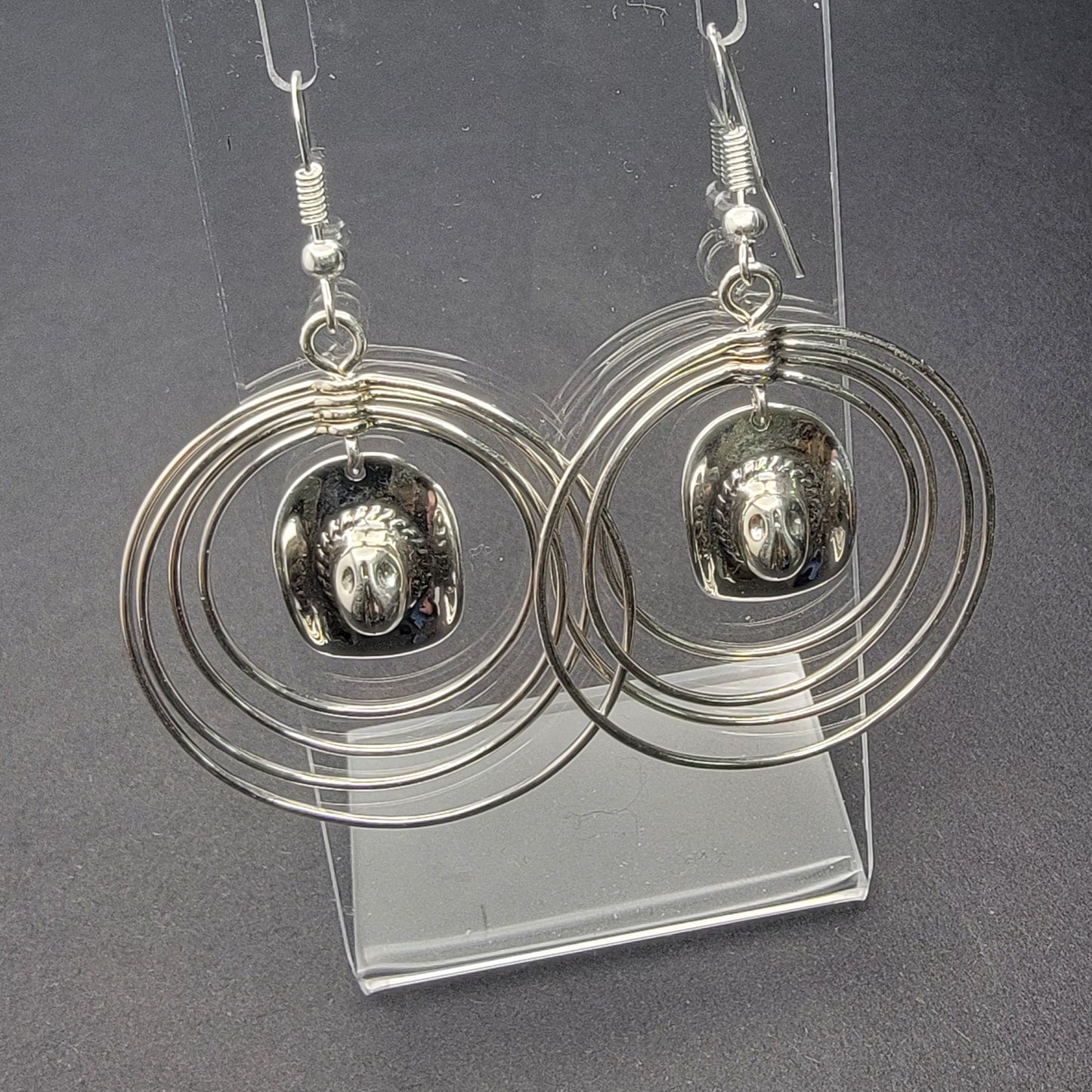 Handcrafted Sterling Silver Artisan Earrings with Hat Charms – Native American Made