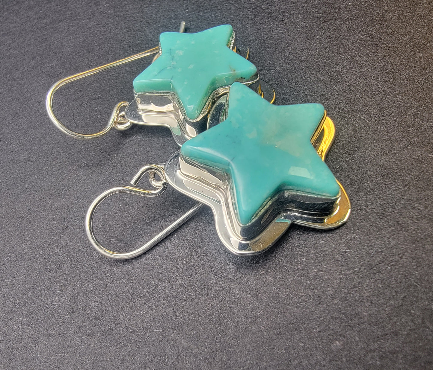 Native American Handcrafted Turquoise Star Earrings – Sterling Silver