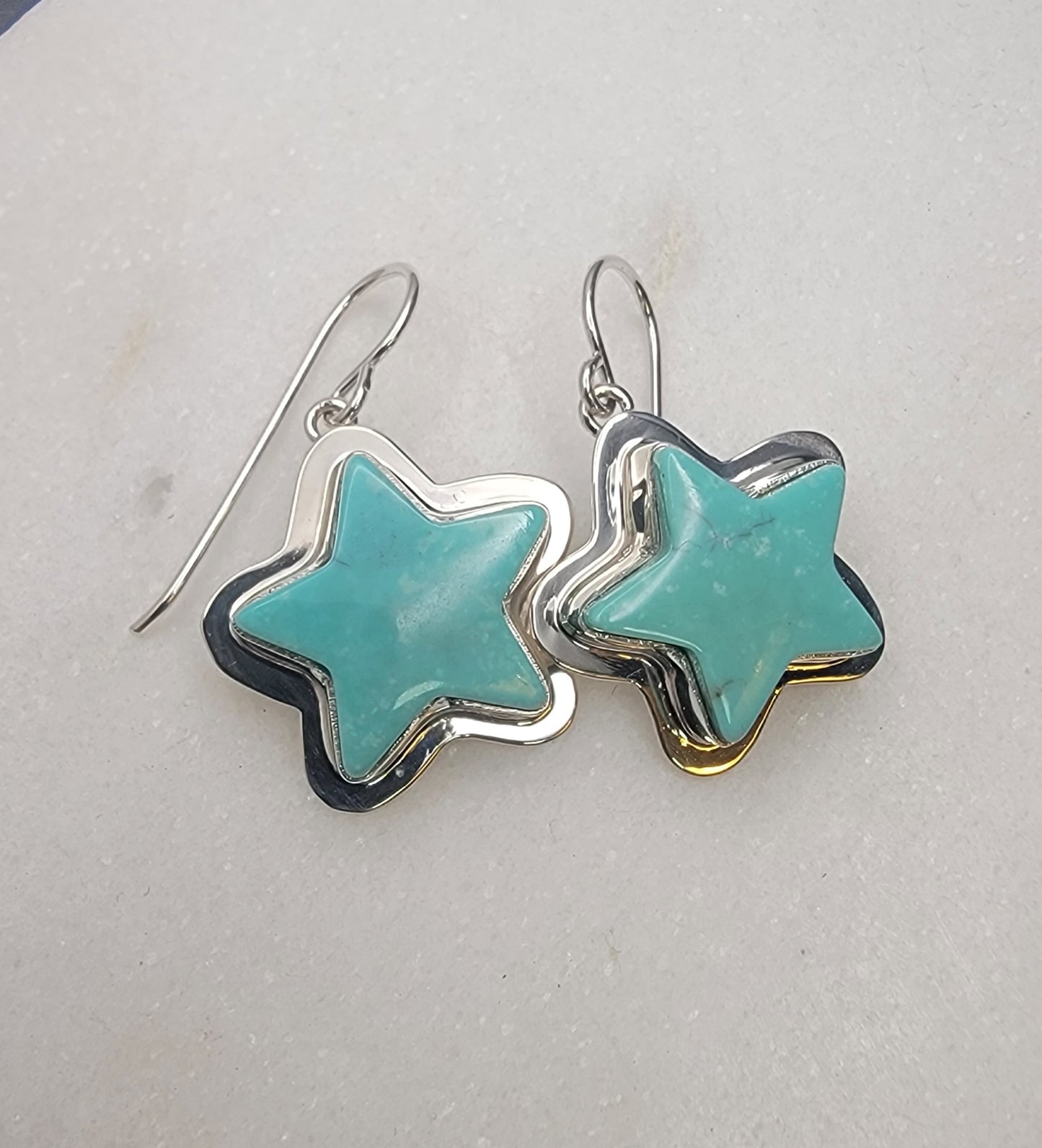 Native American Handcrafted Turquoise Star Earrings – Sterling Silver