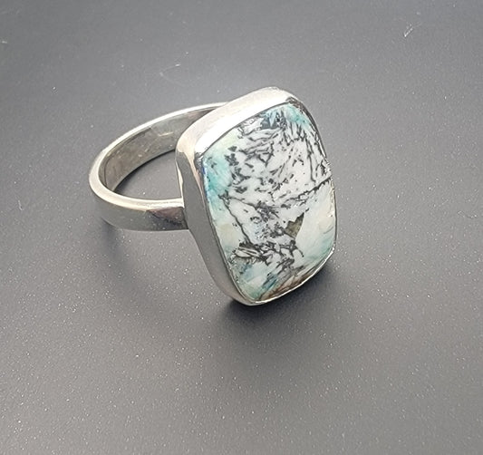 Russian azurite sterling silver ring size 8