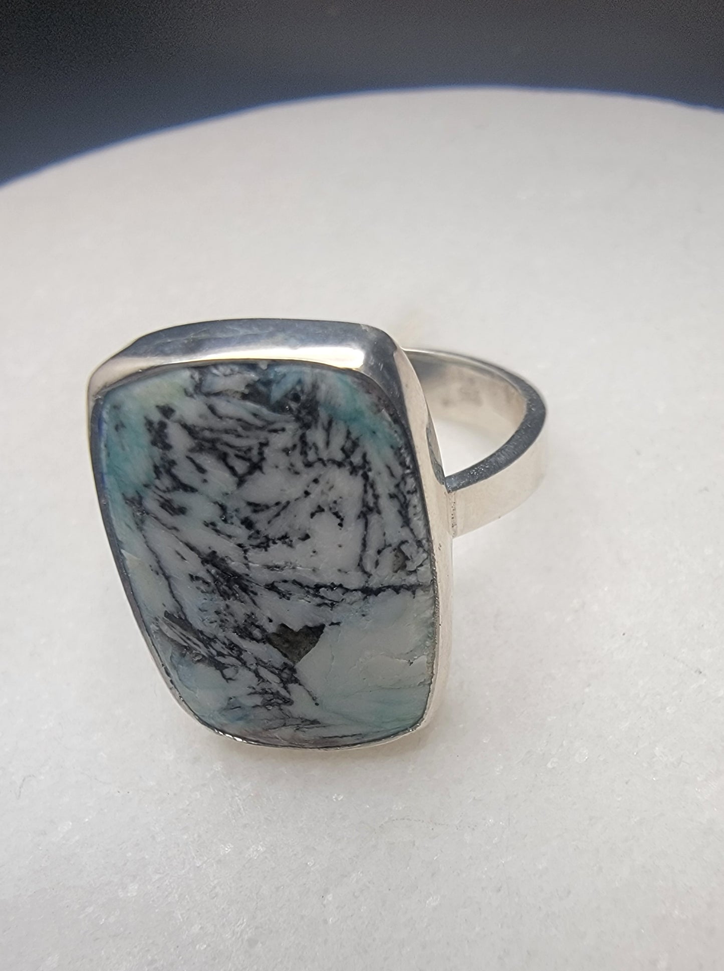 Russian azurite sterling silver ring size 8