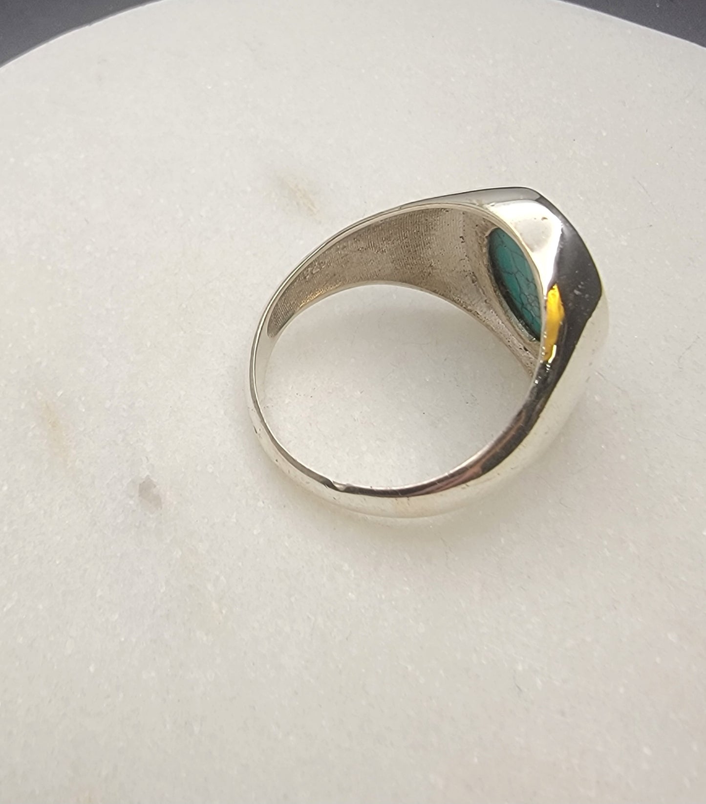 Sterling Silver Turquoise Signet Ring – Handcrafted Statement Band