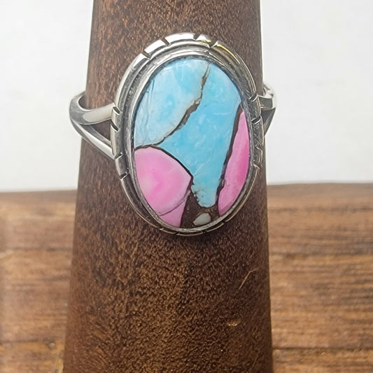 Sterling Silver Cotton Candy Turquoise Statement Ring