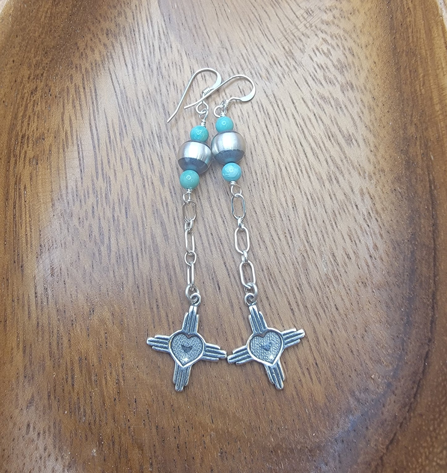 Sterling Silver Zia Turquoise Drop Earrings
