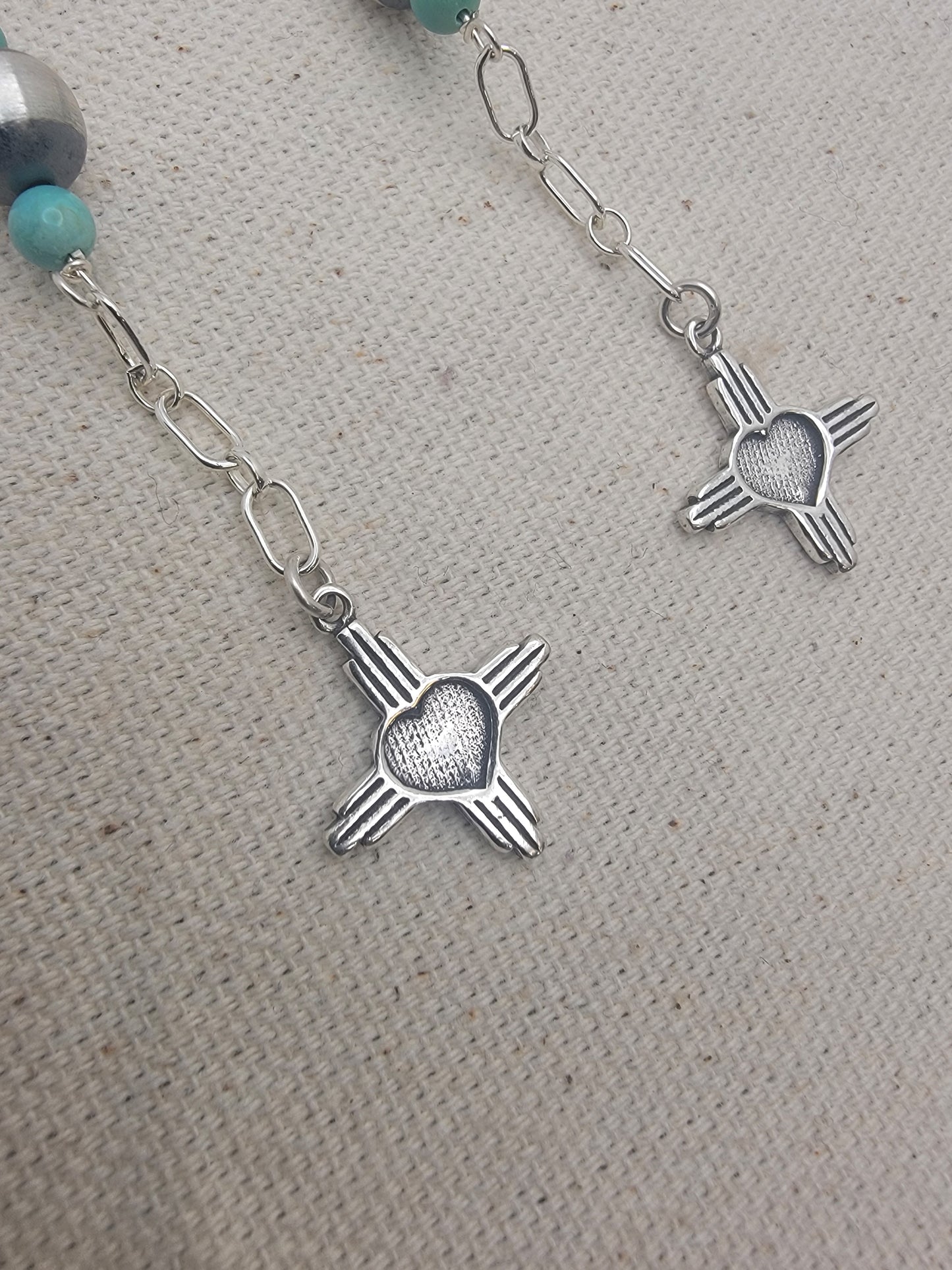 Sterling Silver Zia Turquoise Drop Earrings