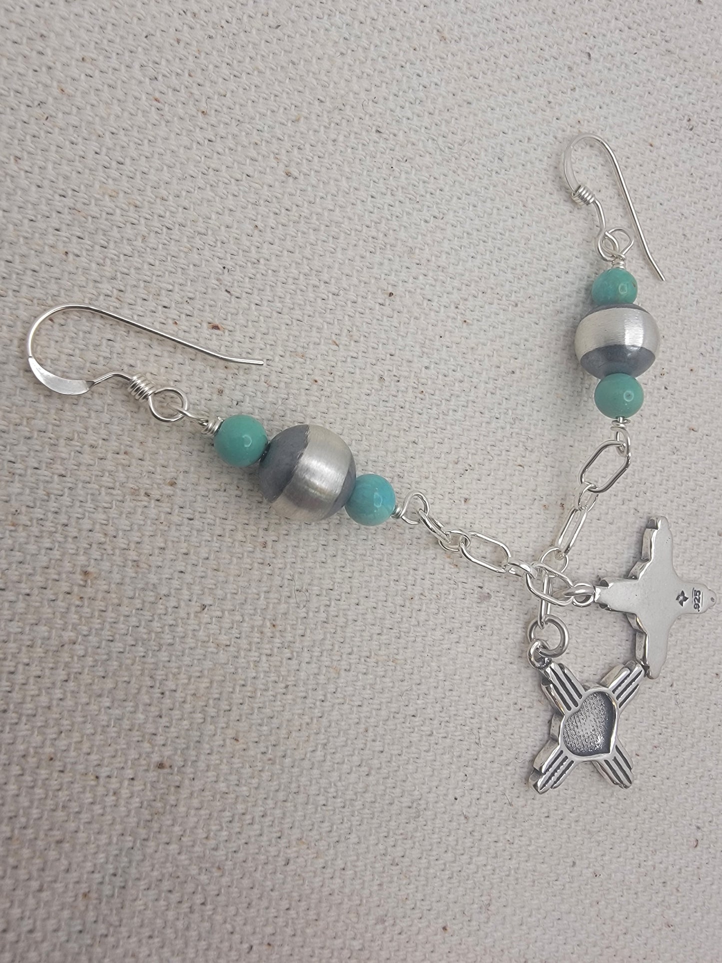 Sterling Silver Zia Turquoise Drop Earrings