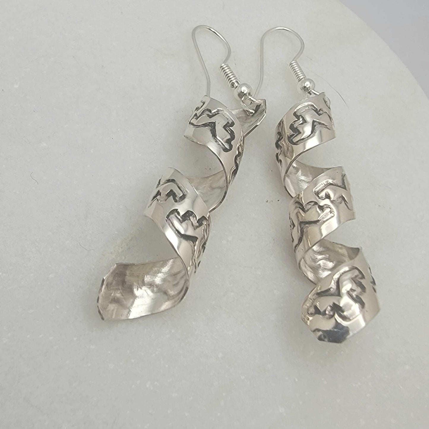 Handcrafted Sterling Silver Spiral Drop Earrings