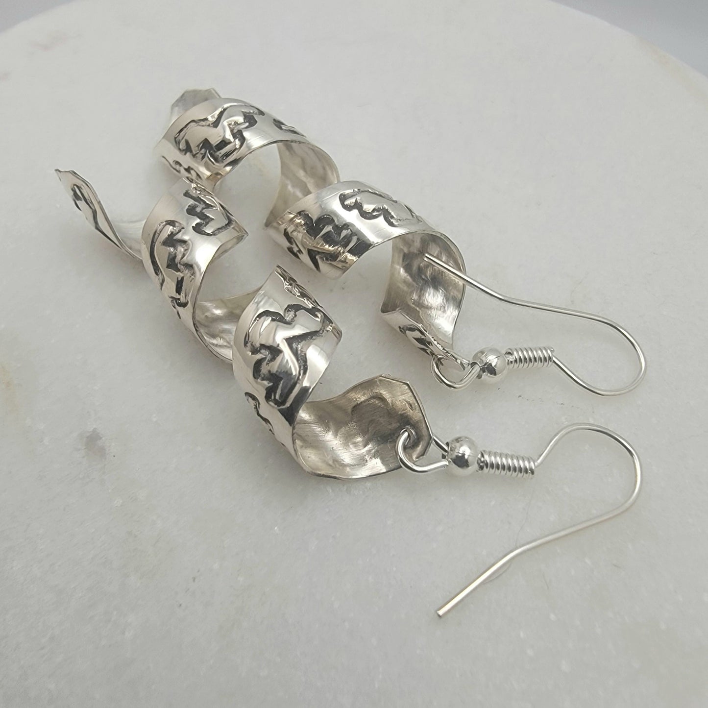Handcrafted Sterling Silver Spiral Drop Earrings
