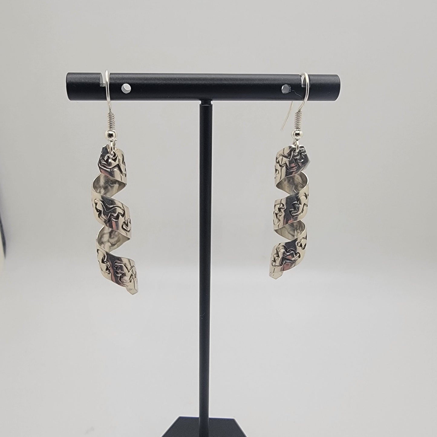 Handcrafted Sterling Silver Spiral Drop Earrings