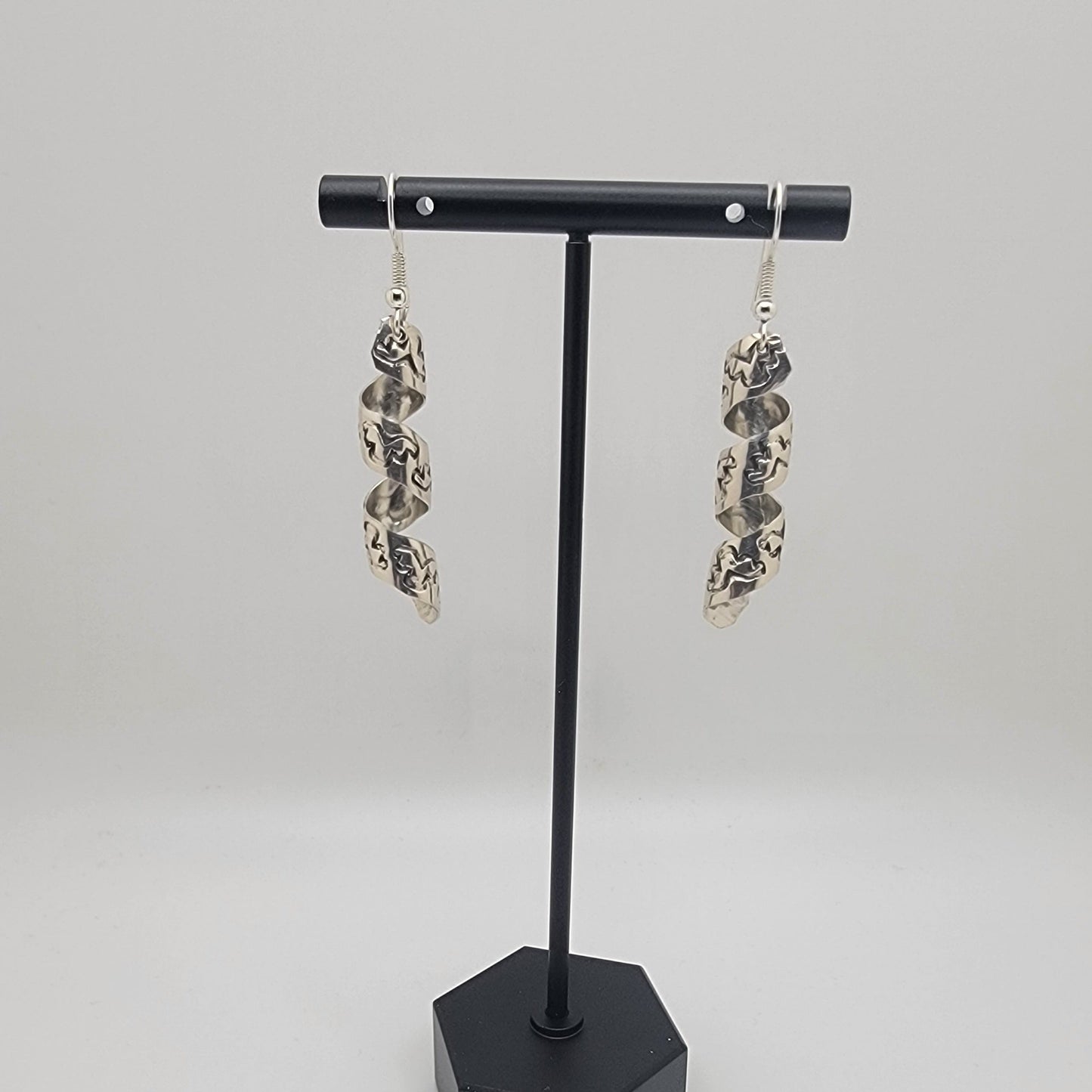 Handcrafted Sterling Silver Spiral Drop Earrings