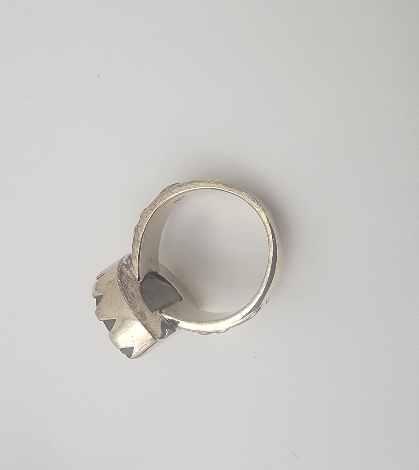 Sterling Silver and Labradorite Half Moon Design Gemstone Ring