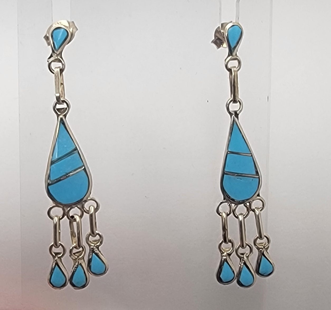 Turquoise and Sterling Silver Inlay Earrings