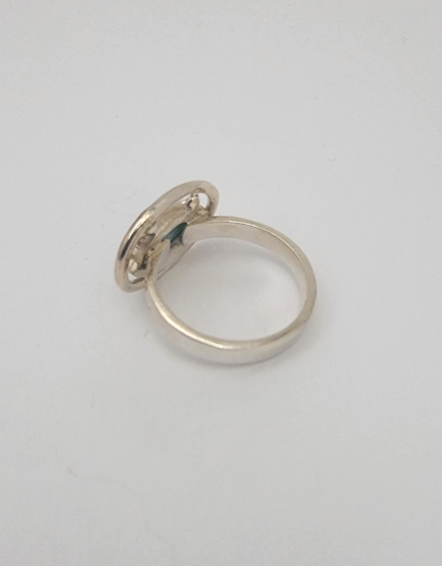 Larimar Orbit Ring 925 Sterling Silver Statement Ring Size 7