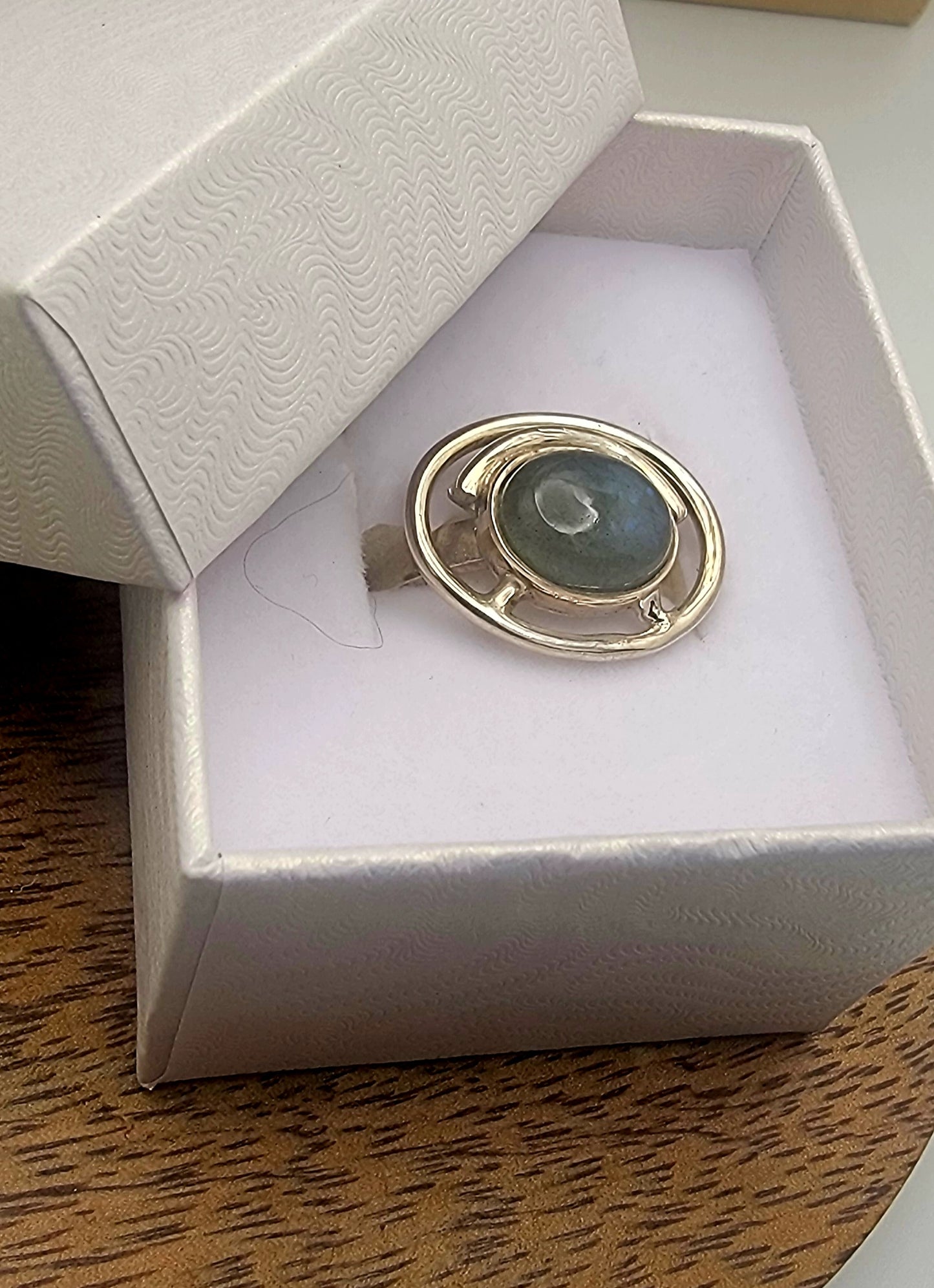 Labradorite Orbit Ring 925 Sterling Silver Statement Ring