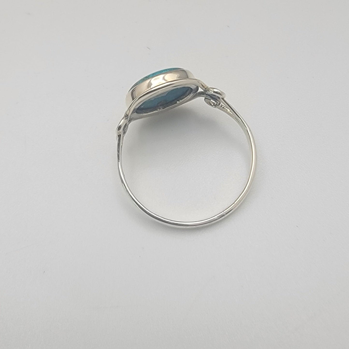 Sterling Silver Turquoise Ring – Size 10, 2 mm Band